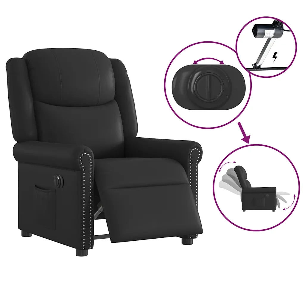 Poltrona Reclinabile Elettrica Nero Lucido Similpelle 3303414