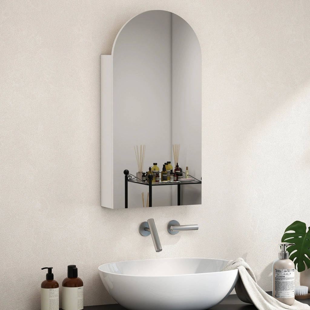 Armadio da bagno con specchio e ripiani in vetro ¨C zephmum ¨C bianco 60x30x