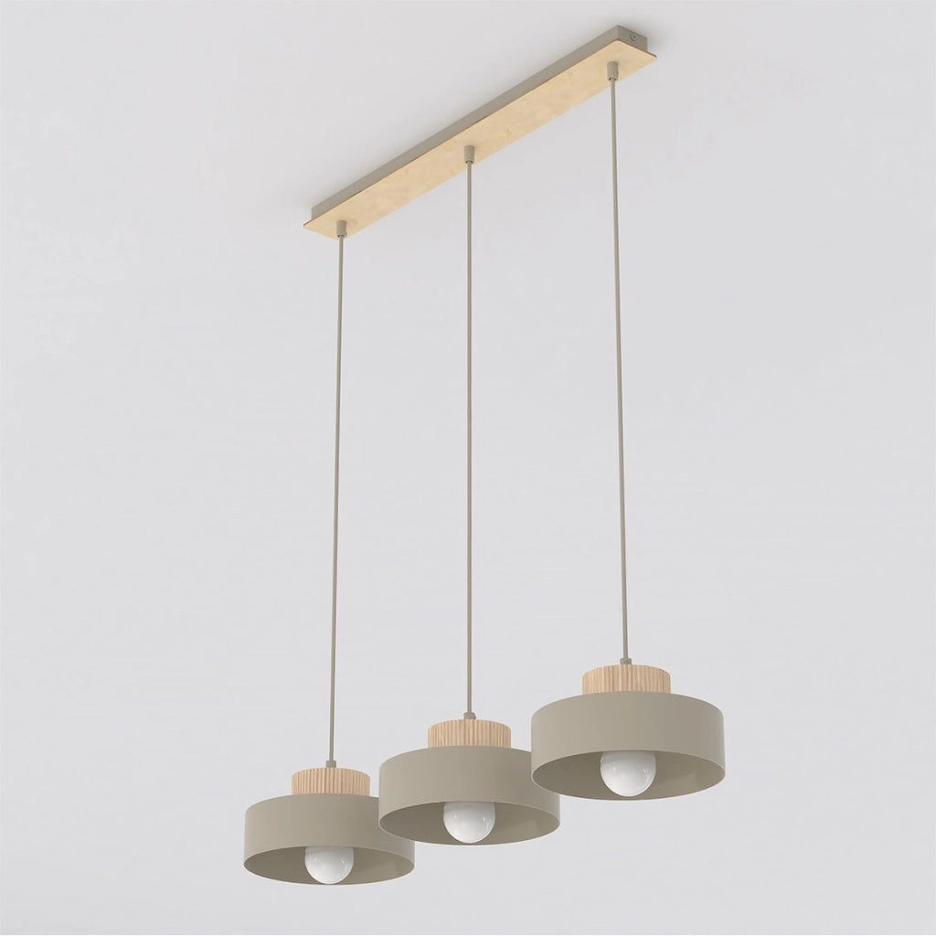 Lampada a sospensione KIVI in acciaio color mokka e legno