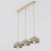 Lampada a sospensione KIVI in acciaio color mokka e legno