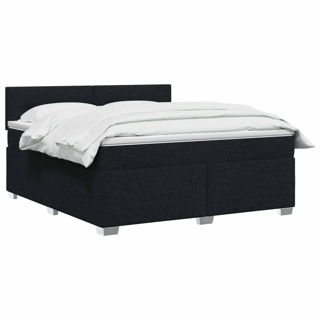 Letto con Box Spring, Materasso e LED Nero 140 x 190 cm Tessuto 3451940