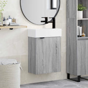 Mobile bagno con rubinetto Sonoma grigio 45,5 x 22,5 x 84 cm