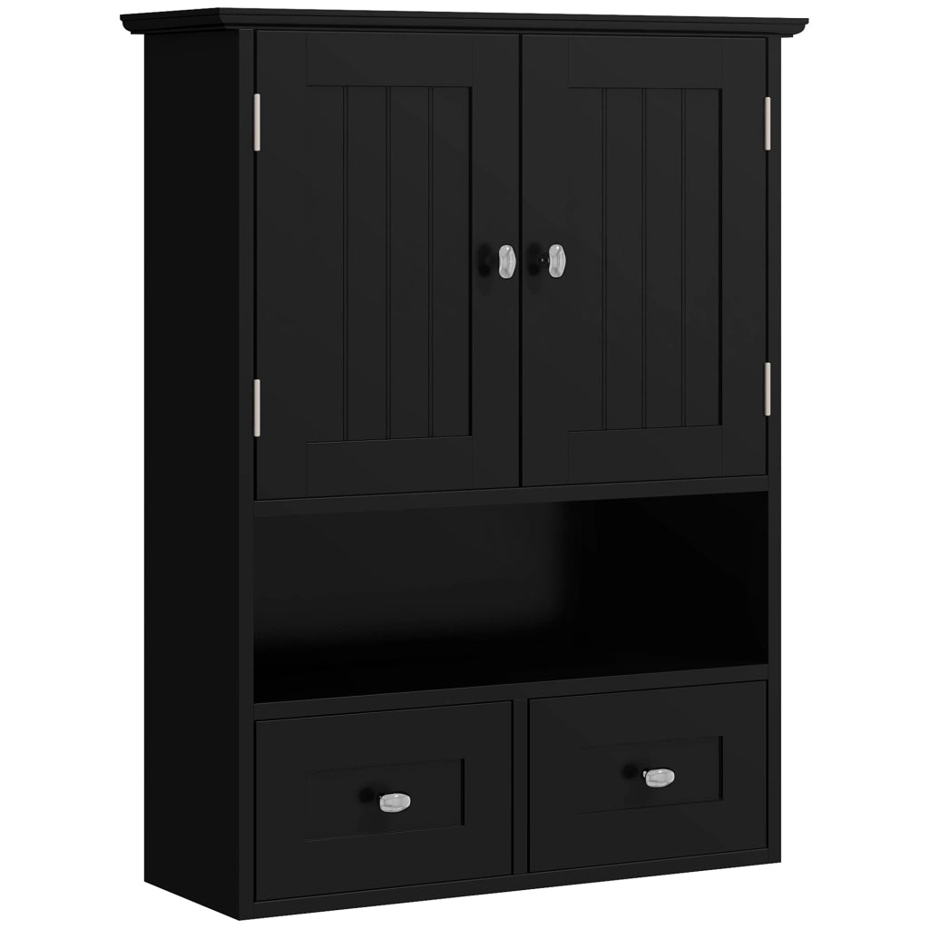 Armadietto Bagno Sospeso con 2 Ante e 2 Cassetti ¨C Zephmum ¨C Nero 50.8x17.8x66 cm