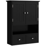 Armadietto Bagno Sospeso con 2 Ante e 2 Cassetti ¨C Zephmum ¨C Nero 50.8x17.8x66 cm
