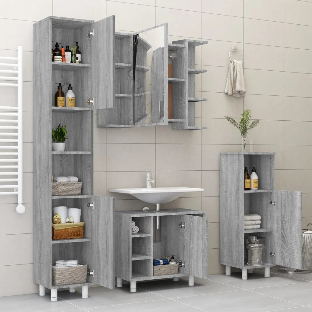 Mobile da Bagno Grigio Sonoma 80x20,5x64cm in Legno Multistrato 815523
