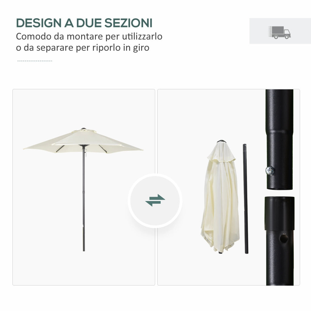 Ombrellone da Giardino Rotondo 2x2m ¨C zephmum ¨C Beige, Alluminio