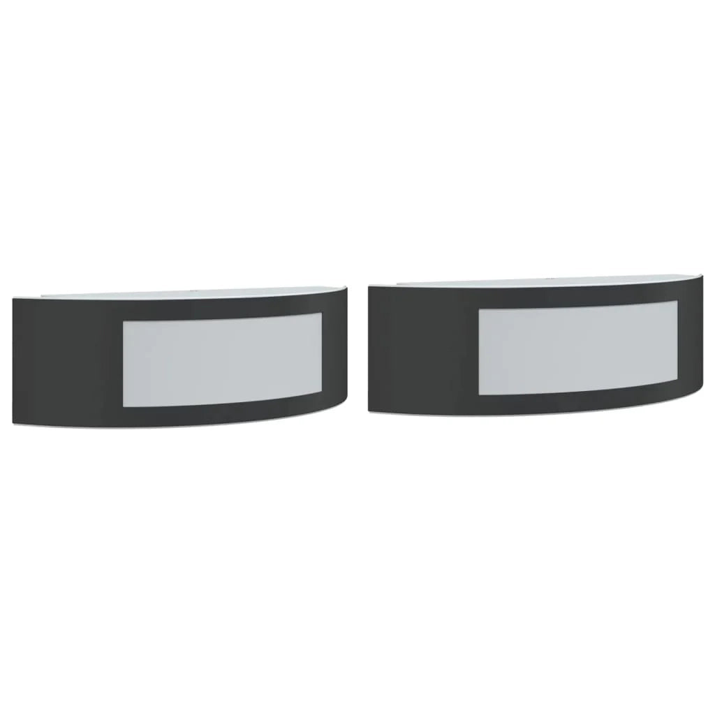 Set di 2 applique da esterno dal design moderno 31,5 x 9 x 10 cm in acciaio inox nero 02_0056614