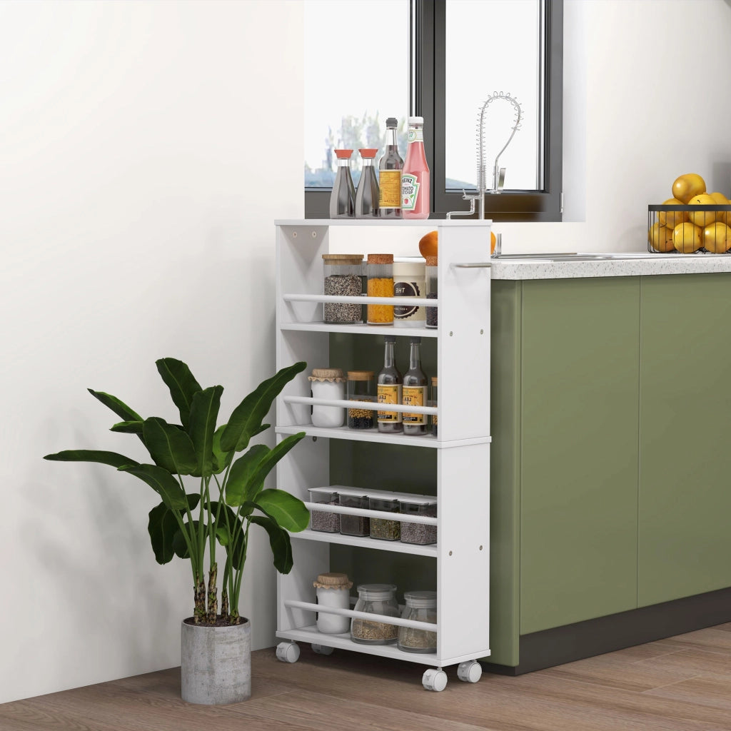 Carrello Multiuso 4 Livelli ¨C zephmum ¨C Bianco 45x15x91 cm