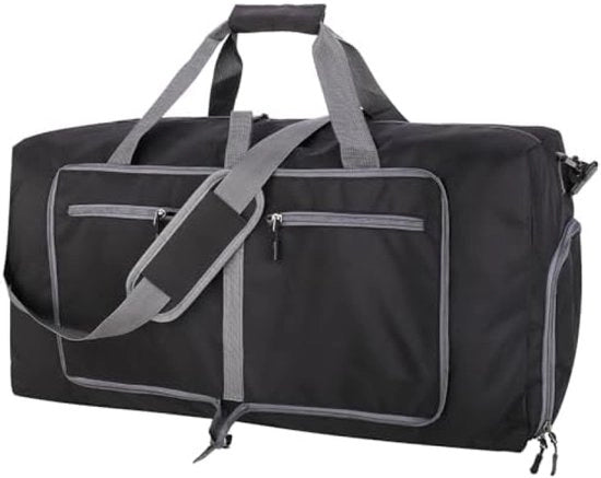 60L Sporttas Opvougbile per Uomo e Donna - Grande Borsa con Tasca per Scarpe, Impermeabile - Ideale per Sport, Vacanza, Palestra e Viaggi