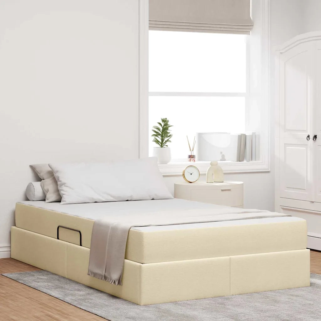 Letto con contenitore e materasso Crema 120 x 200 cm Poliestere 3399656