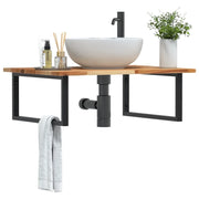 vidaXL Ripiano a Parete per Lavabo in Acciaio e Massello di Acacia