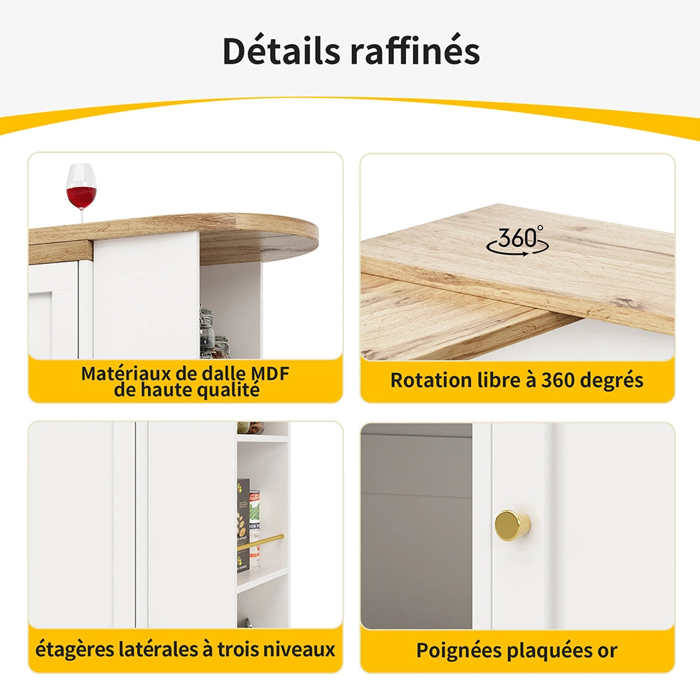 Tavolo Bar Girevole - Xylo - 105??39??102 cm - 2 Cassetti 3 Ripiani