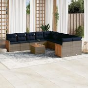 Set Divani da Giardino 11 pz con Cuscini Grigio in Polyrattan 3228042