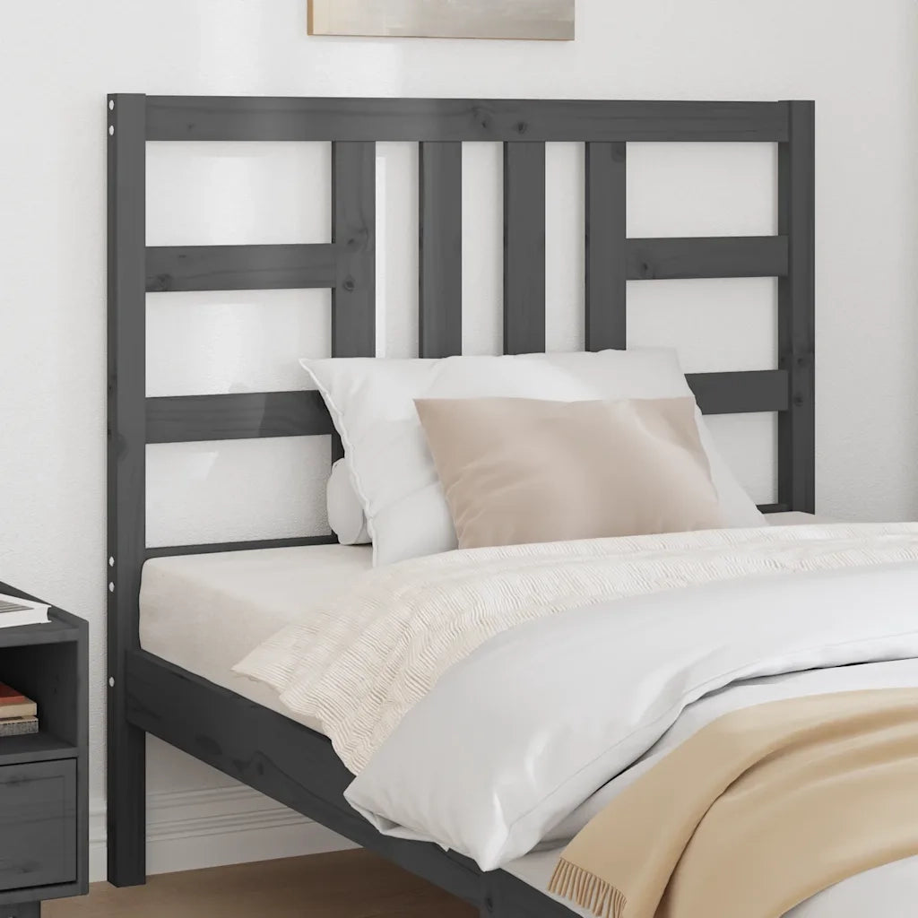 Testiera per Letto Grigia 106x4x100 cm Legno Massello di Pino