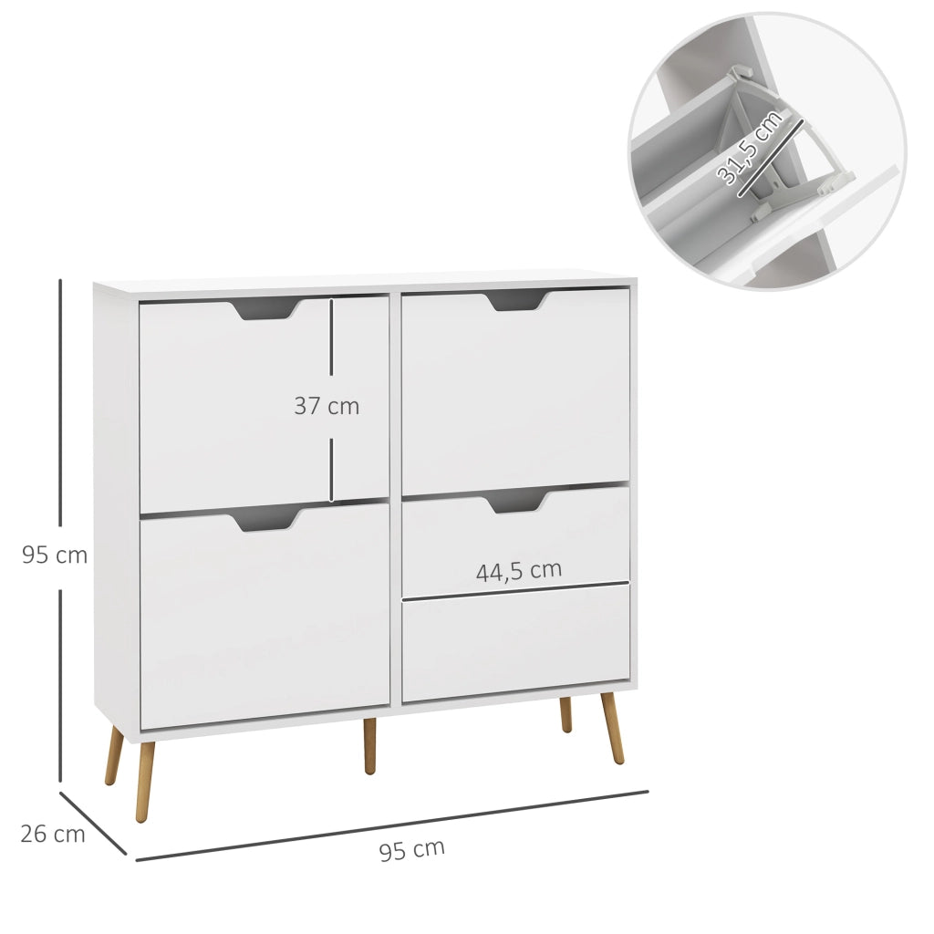 Scarpiera 4 ante 16 paia con ripiano regolabile ¨C zephmum ¨C 95x26x95 cm bianco