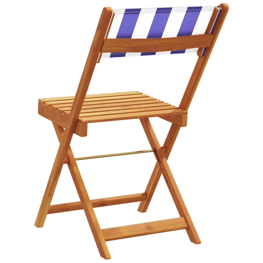 Sedie da Giardino Pieghevoli 4 pz | Sedie da Esterno Blu e Bianco Tessuto e Legno