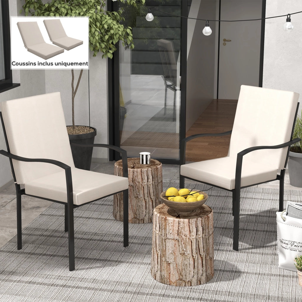 Set 2 Cuscini per Sedie da Giardino con Schienale ¨C Xylo ¨C Beige 112x51 cm Spessore 8 cm