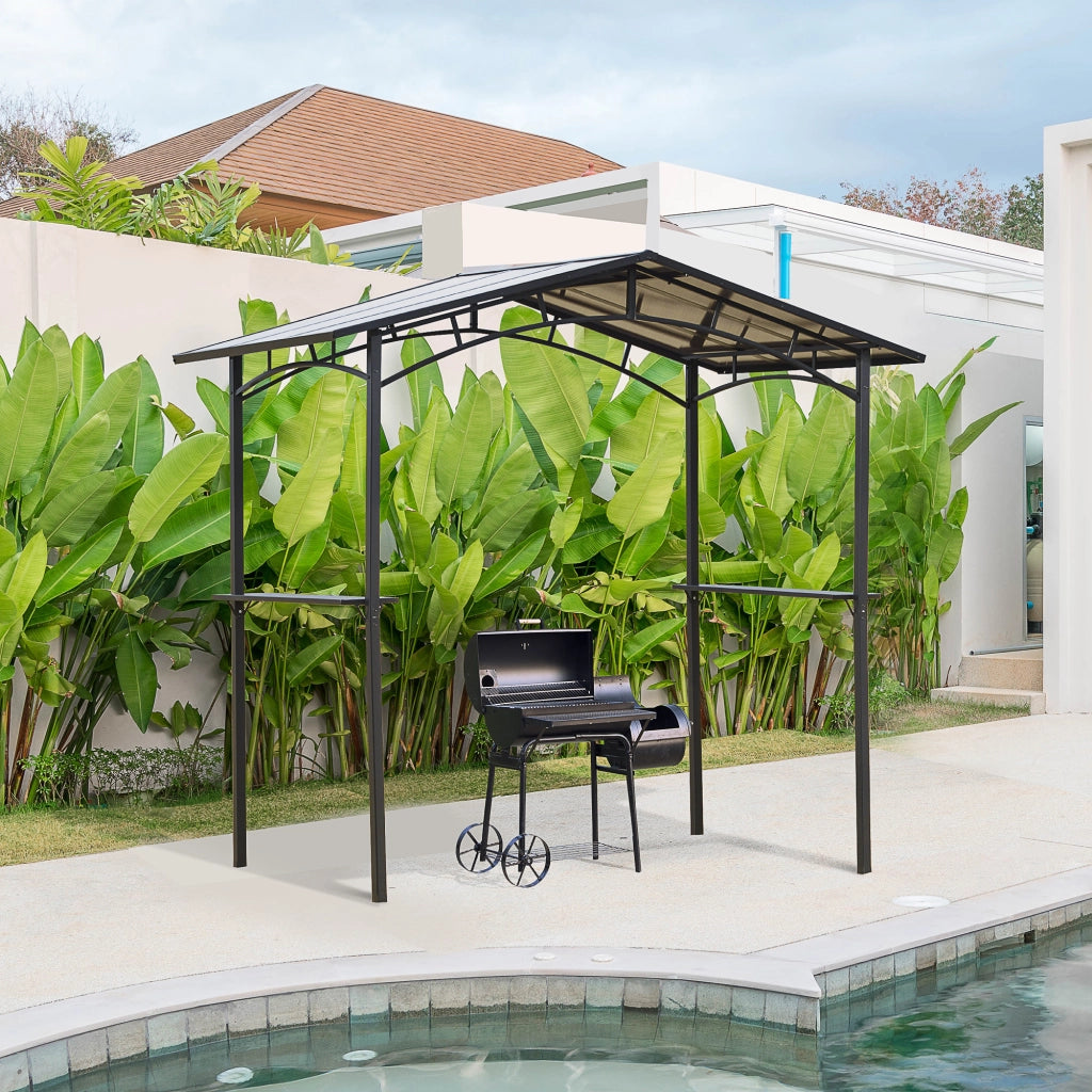 Pergola da giardino ¨C zephmum ¨C metallo nero tetto in policarbonato 250x150 cm