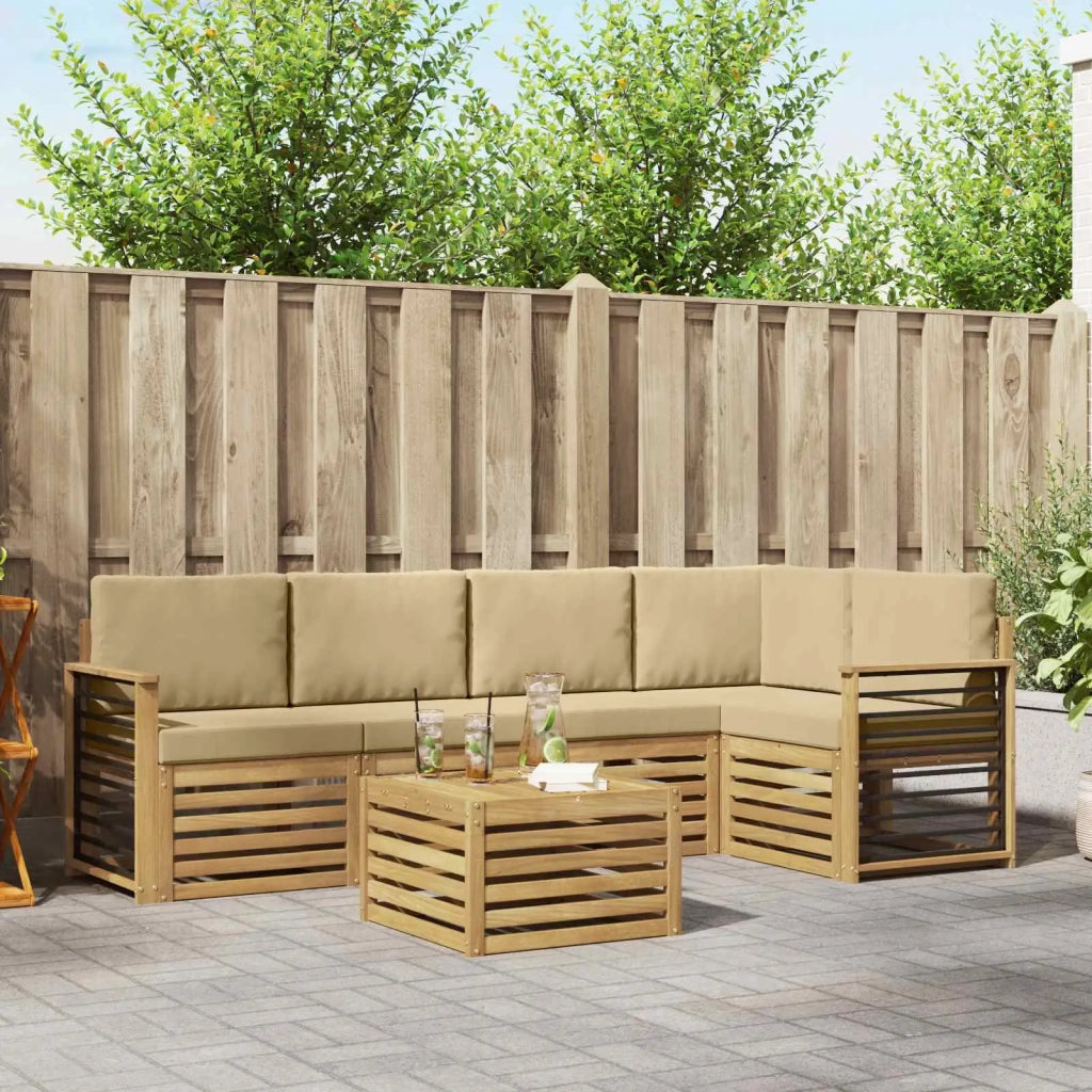 Set di divani da esterno 6 pcs Bianco e Beige 59 x 59 x 37 cm