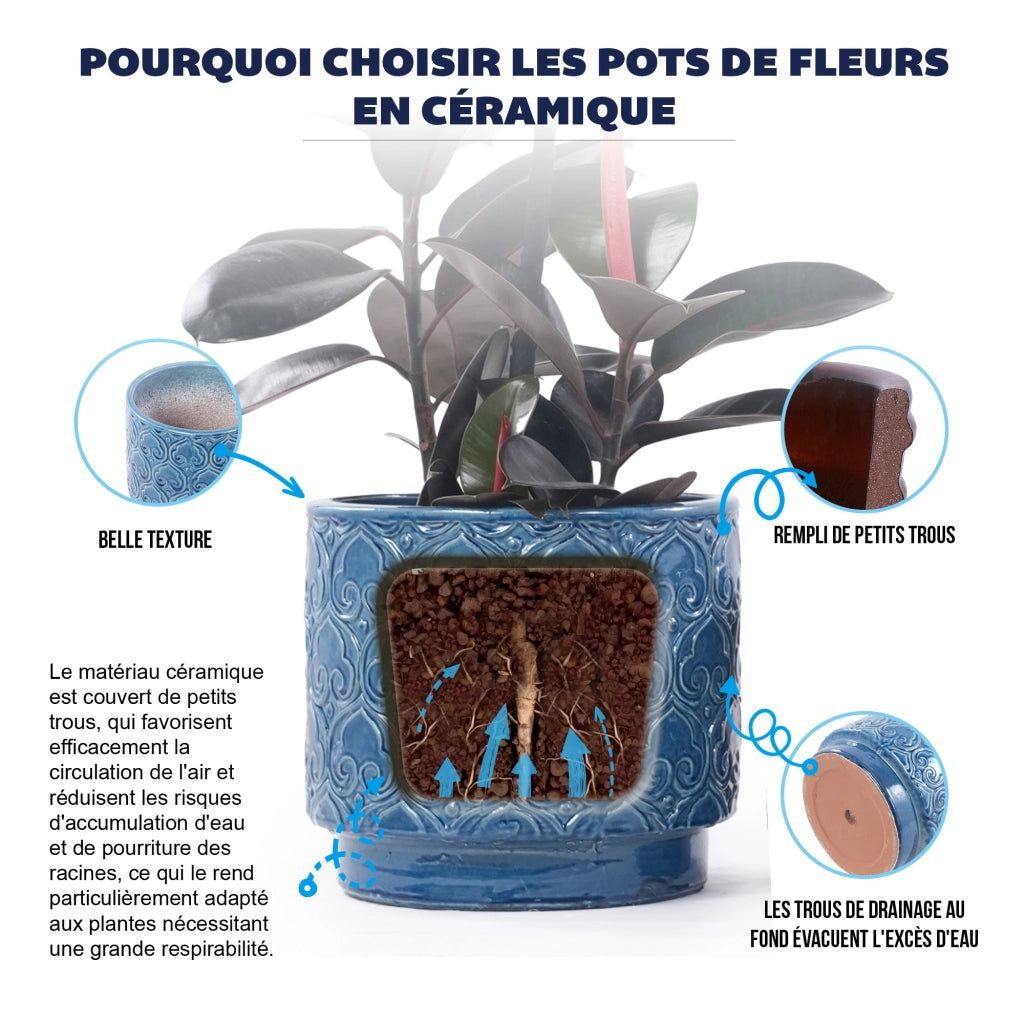 VASI DA FIORI Set 4 pezzi Ø38/31,5/24/19 cm Ceramica Blu
