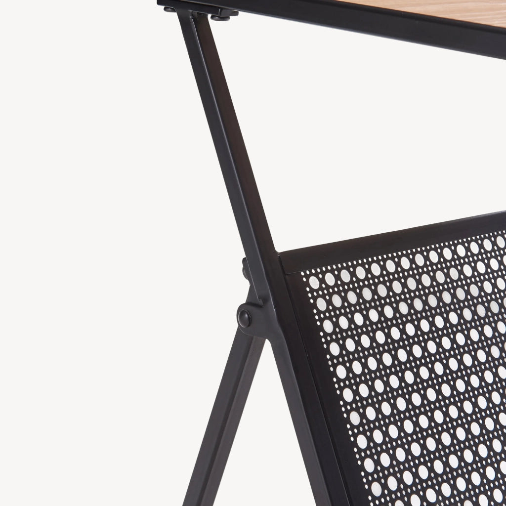 Tavolino Jäller con Portariviste Integrato 48 x 40 x 30 cm Nero / Effetto Rovere [en.casa]