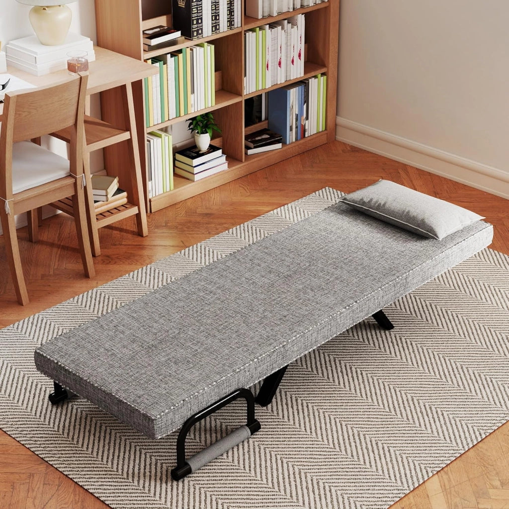 Divano letto 3 in 1 con funzione letto, divano letto con schienale regolabile e cuscino fino a 200 kg, portata 65 x 61 x 78 cm, 1 posto, grigio