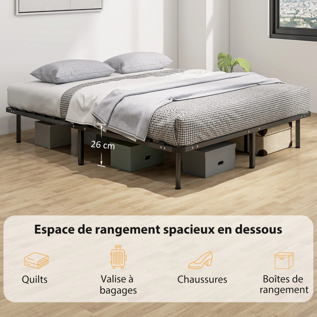 Letto Matrimoniale Contenitore in Legno Massello con Rete a Doghe ¨C Zephmum ¨C 160x190 Nero