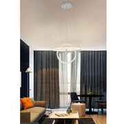 Trade Shop - Lampadario Led 70w Lampada 2 Anelli Cristallo Luce 6500k 3000k 4000k Moderno A52 - -bianco Caldo      -