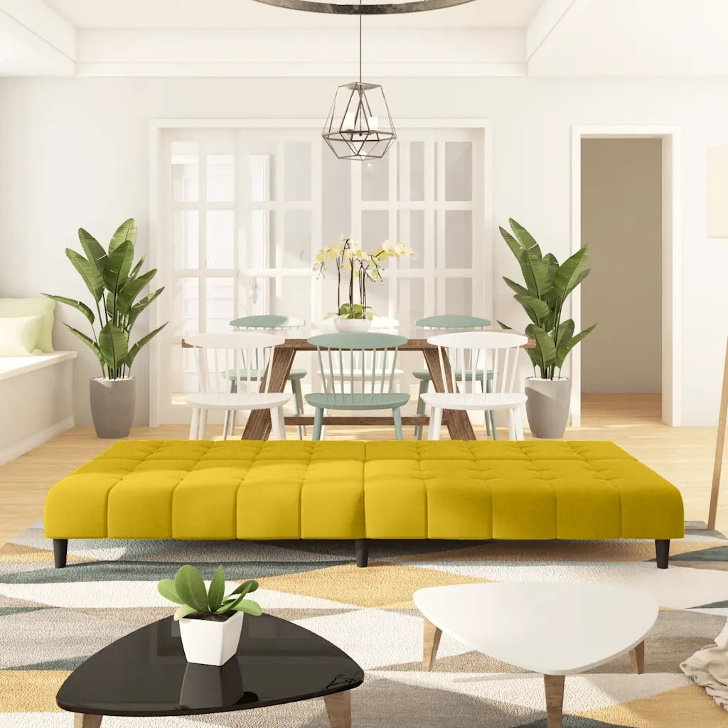 Divano Letto a 2 Posti Giallo in Vellutocod mxl 87705