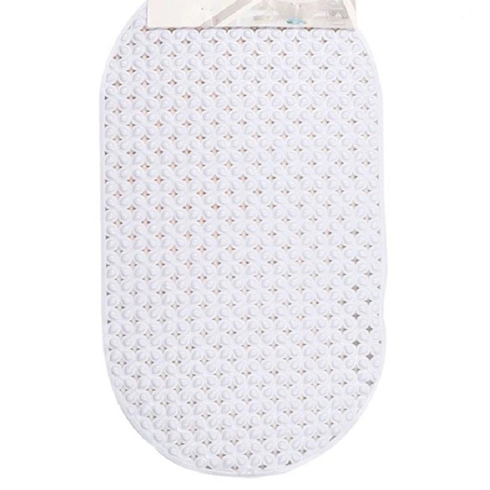 Trade Shop - Tappeto Per Doccia Antiscivolo 68x38cm Tappetino Vasca Da Bagno Bianco 54074 -