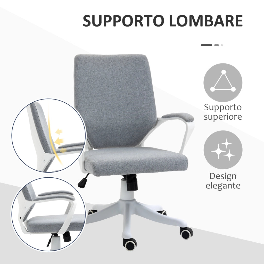 Sedia da ufficio imbottita girevole ¨C Zephmum ¨C Grigio, tessuto, altezza regolabile