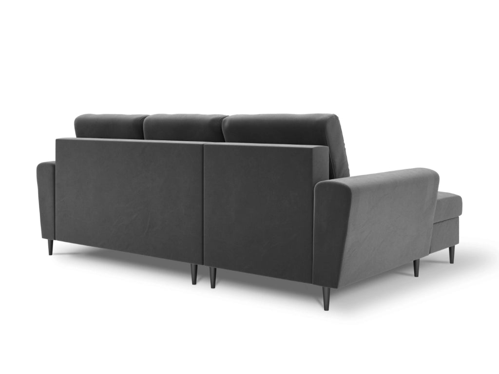 Cosmopolitan Design - Divano convertibile angolare sinistro con contenitore "Kyoto" 4 posti in velluto grigio chiaro 