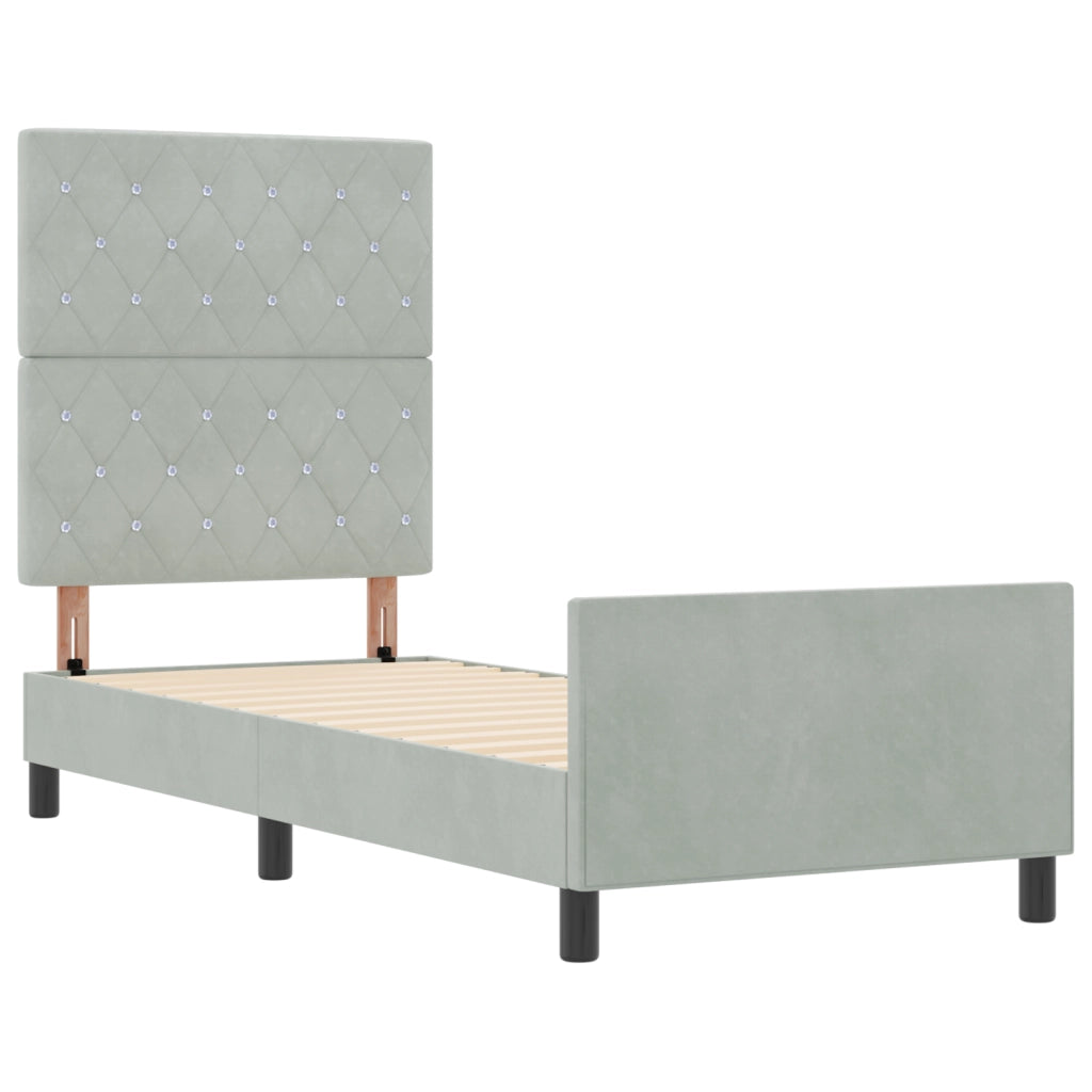 Struttura Letto in Velluto Grigio Chiaro 80x200 cm