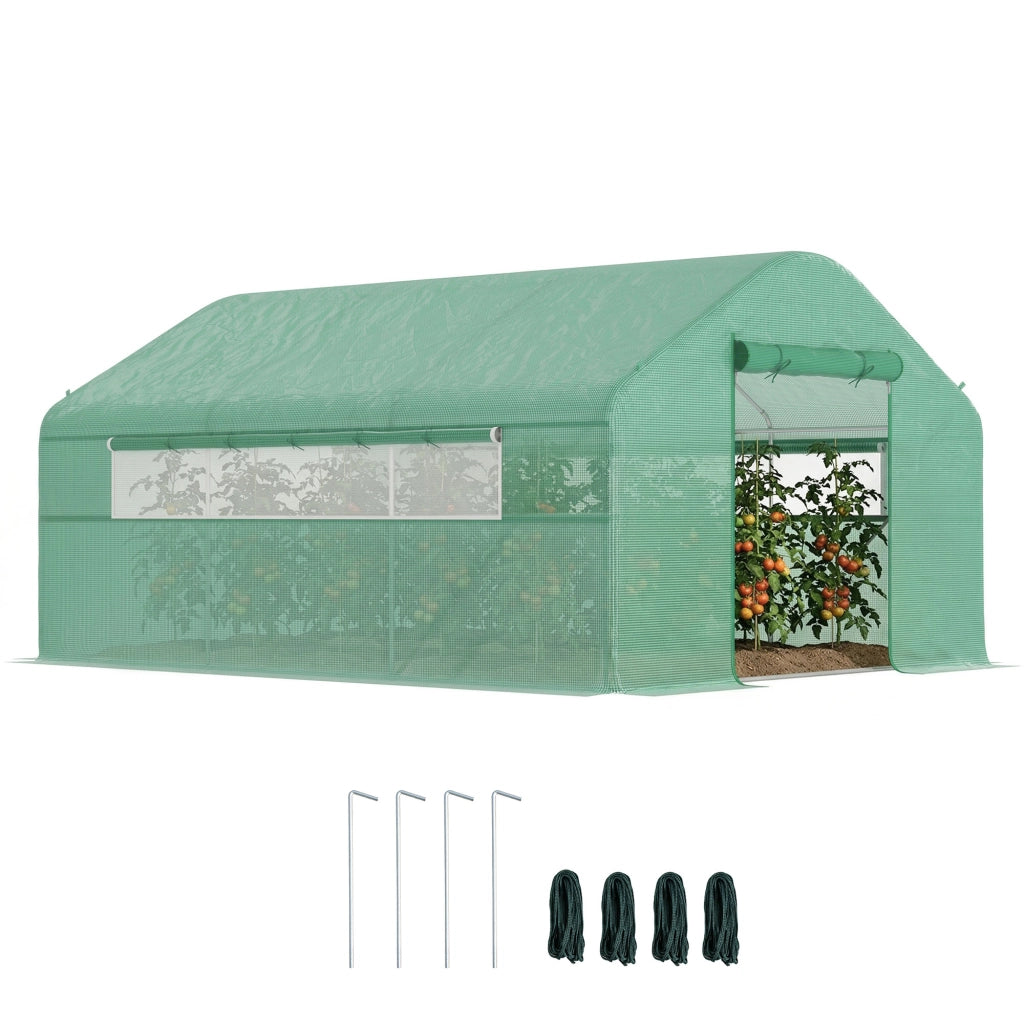 Serra da giardino 4x3x2m con porte avvolgibili e finestroni ¨C zephmum ¨C verde