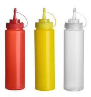 Squeeze Bottle 3 Stuks - Fles in Plastica Riciclabile - Ketchup/Mosterd/Salsa - Facile da Pulire - 5,8 cm x 19 cm
