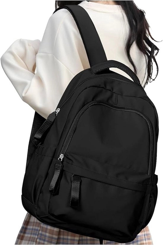 Borsa scolastica per laptop - Borsa per libri per ragazzi e ragazze - Borsa scolastica casual - Borsa per 14 pollici - Borsa in pelle nera