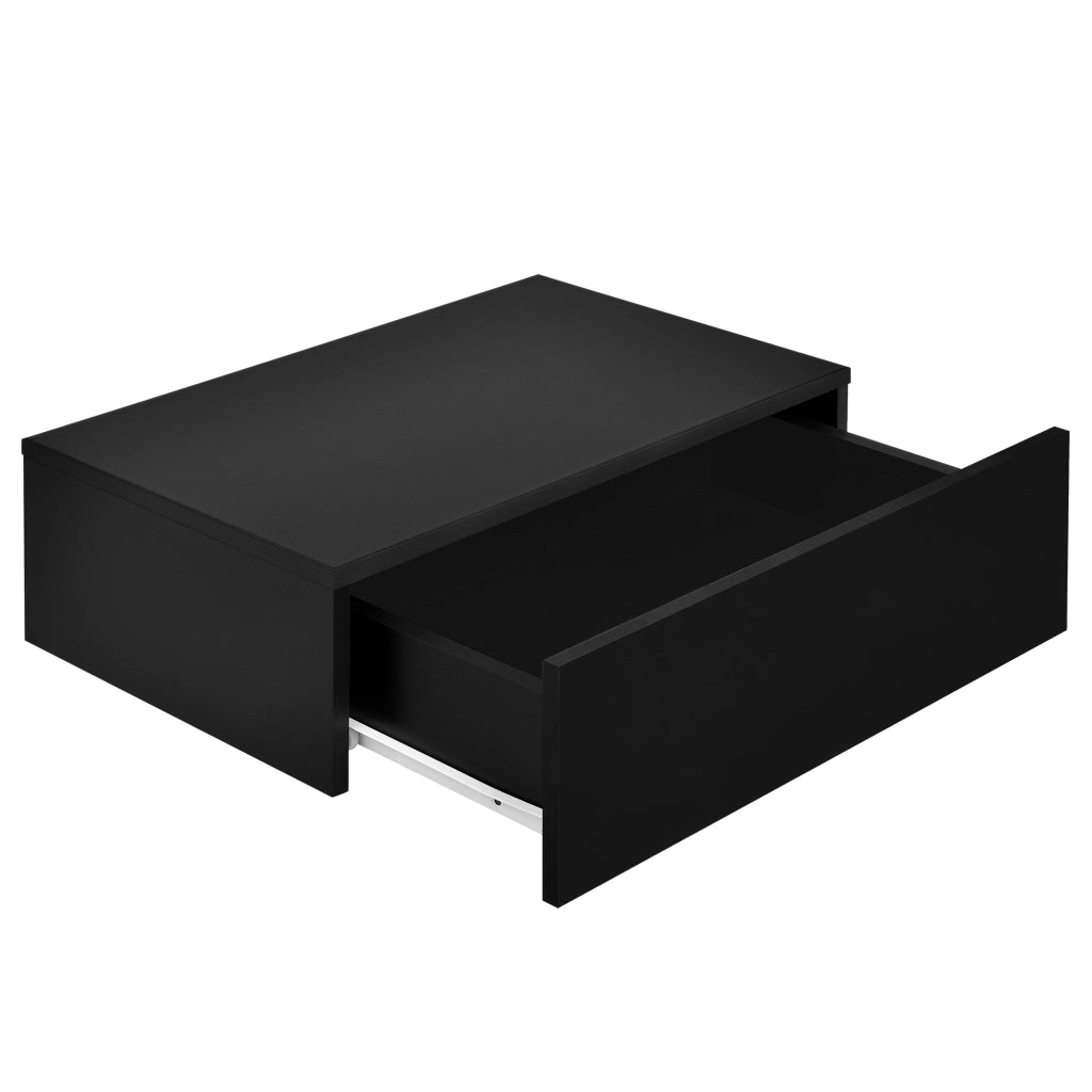 Set di 4 Comodini da Parete con Cassetto 46x30x15 cm Effetto Legno / Effetto Cemento / Grigio Scuro / Nero Lucido [en.casa]