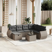 Set Divano da Giardino 8 pz con Cuscini Grigio in Polyrattan