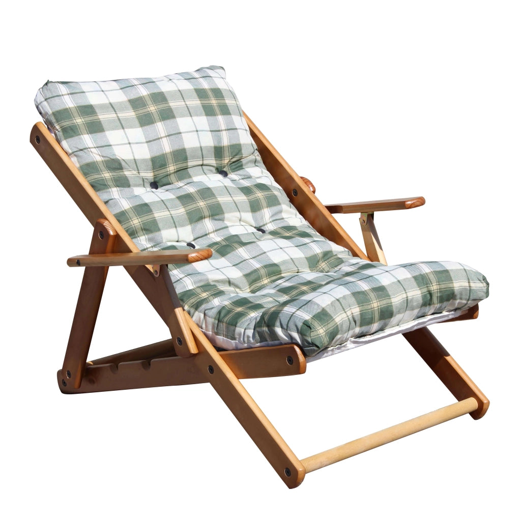 Poltrona Sdraio 3 posizioni con cuscino in Cotone Legno cm 84x60x100 - OZZY