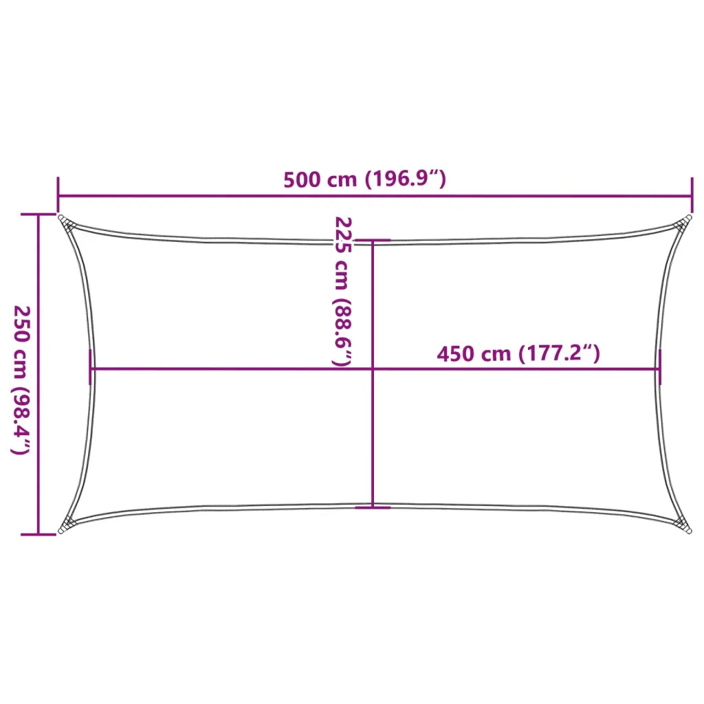 Vela Parasole | Telo Ombra | Vela da ombra 160 g/m2 Gialla 2,5x5 m in HDPE