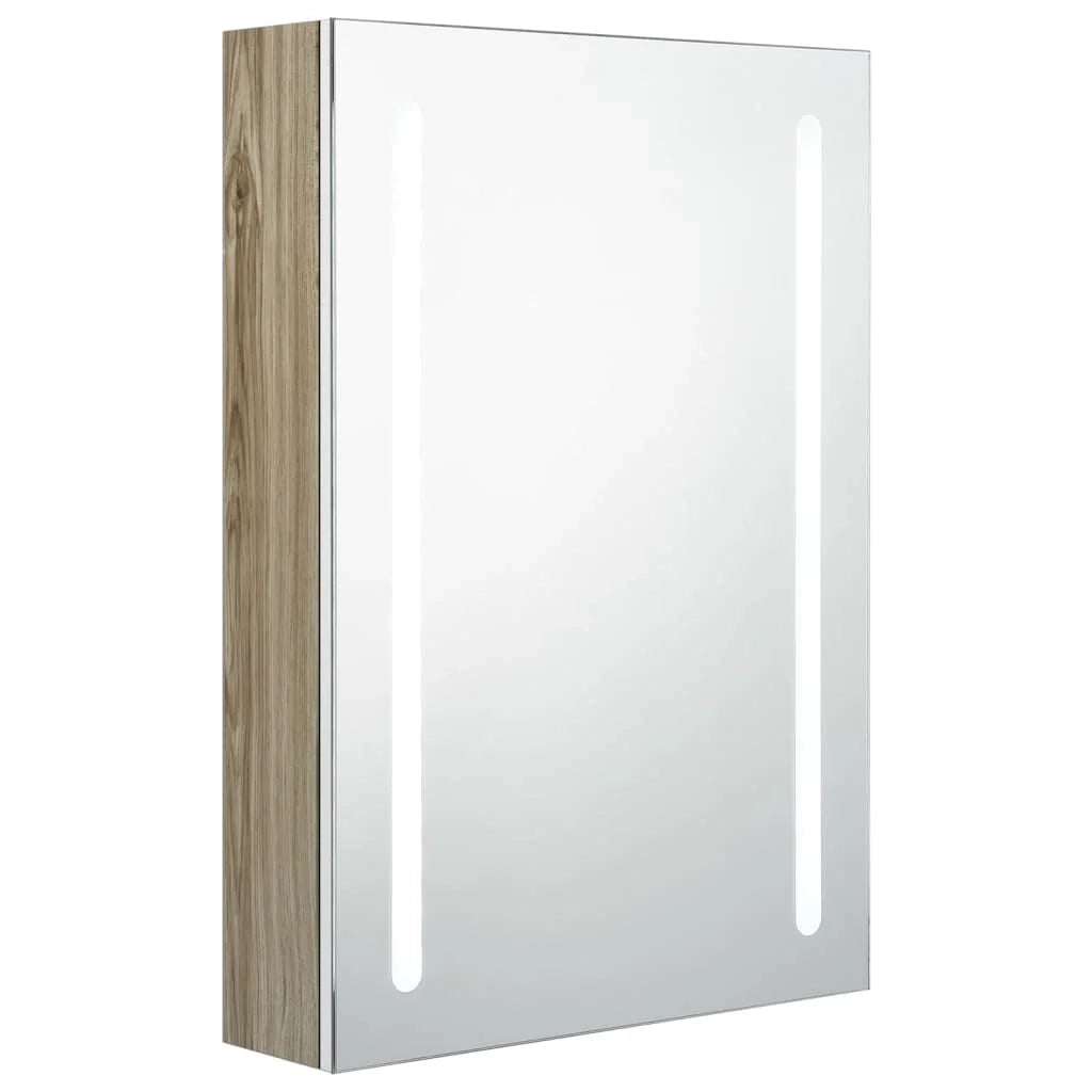 Mobile da bagno con specchio LED bianco 50 x 13 x 70 cm finitura rovere 02_0006585