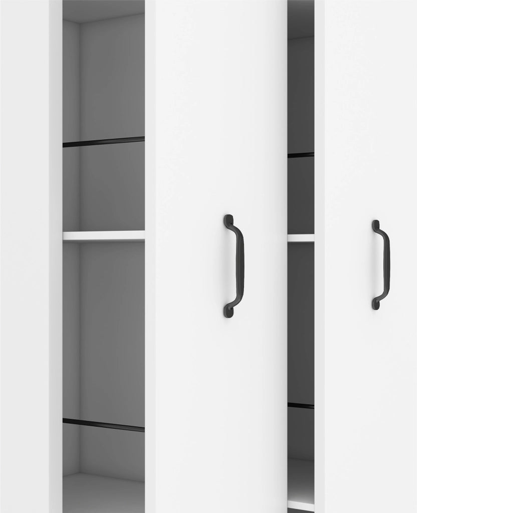 Libreria estraibile con ruote, 4 ripiani, MDF, bianco, moduli reversibili sinistra/destra, 51,5x41x158 cm