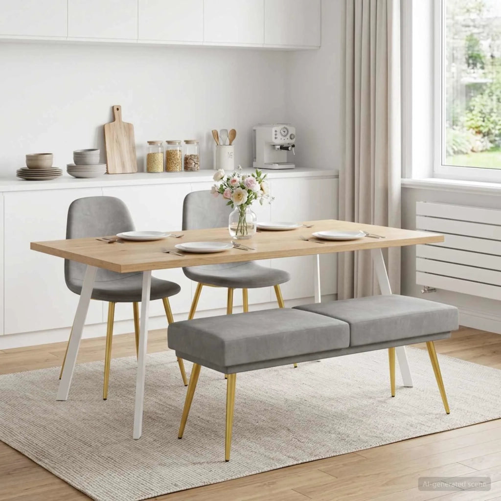Panchina a doppio strato Grigio Chiaro 120 x 45 x 46 cm Velluto 42038585