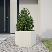 Fioriera da Giardino Bianca Esagono 69x60x45 cm in Acciaio 851123