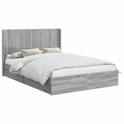 Letto matrimoniale | Letto per adulti | Struttura del letto con stoccaggio e testata Sonoma grigio