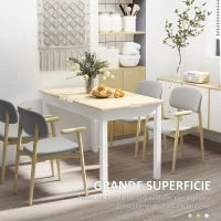 Tavolo da Pranzo 4-6 Posti Design Moderno per Cucina e Soggiorno, 119x70x75cm, Bianco e Legno