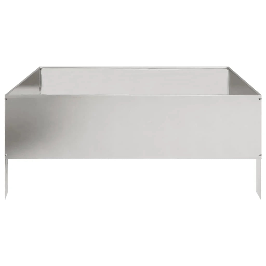 Fioriera rialzata per piante fiori patio giardino 100 x 100 x 25 cm acciaio inox argento 02_0039268