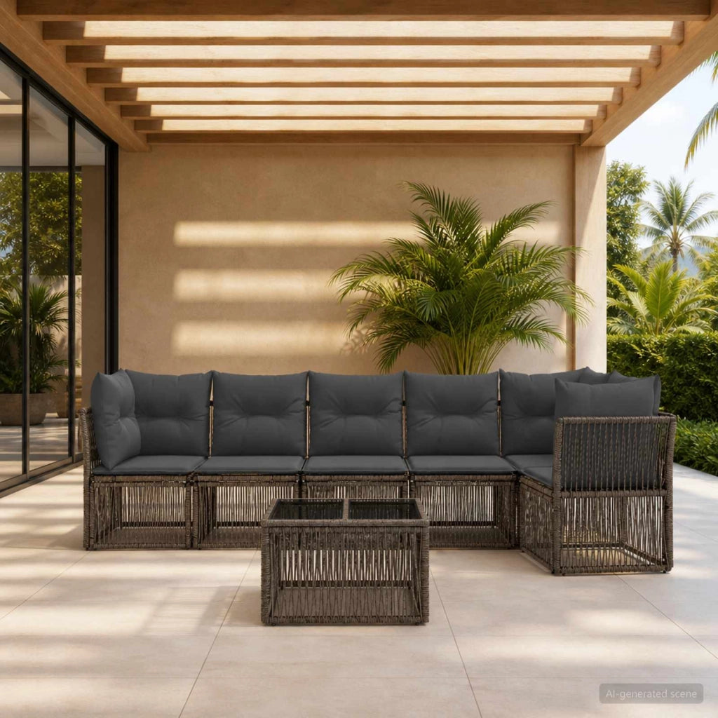 Set Divano da Giardino 7 pz Grigio polyrattan 3434225