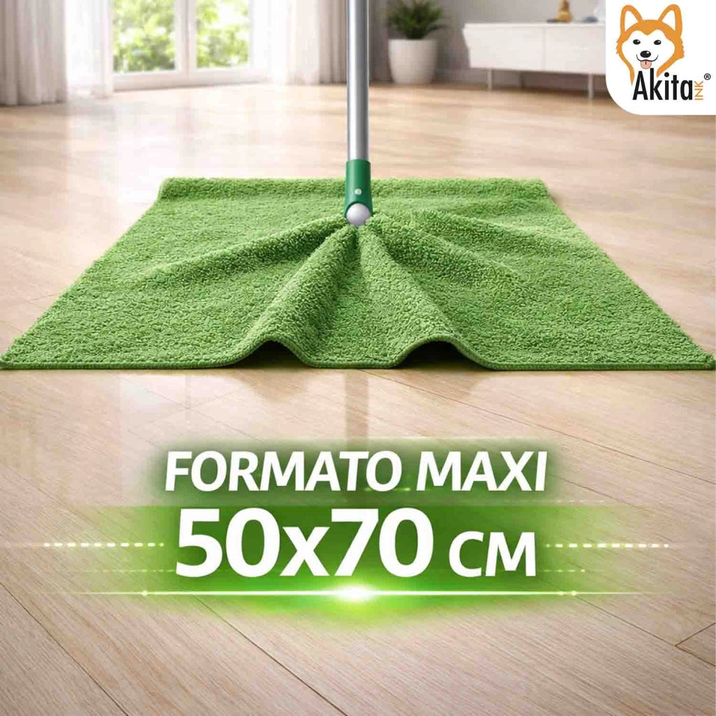 Akitaink Set 3 Panni Microfibra Pavimenti 50x70 cm Multicolore
