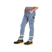 Rica Lewis 5430005 Claro Pantaloni da Lavoro Jeans Denim Multitasche Bande Riflettenti 98% Cotone 2% Elastan Regular Fit colore Blu